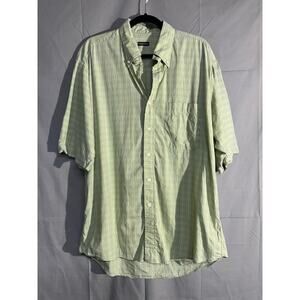 Vintage Gitman Bros Shirt Mens Large Green Plaid Button USA Casual Short Sleeve